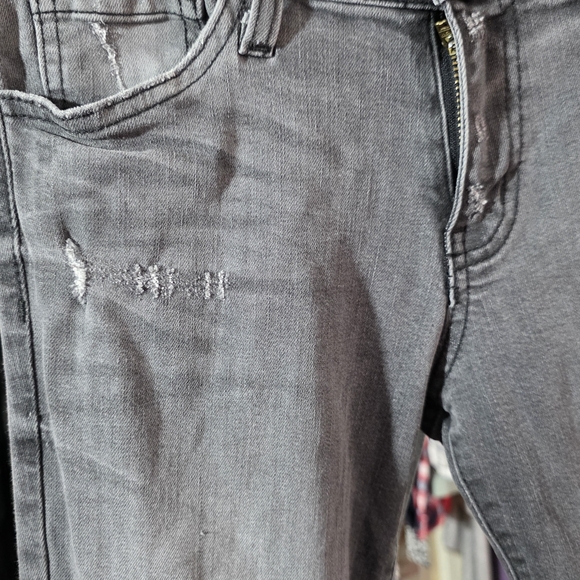 Flying Monkey Womens Hi Rise Gray Charcoal Distressed Denim Jeans Sz 28 - Picture 5 of 6